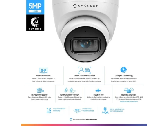 5MP Turret PoE Camera — Security Camera, Explus-C