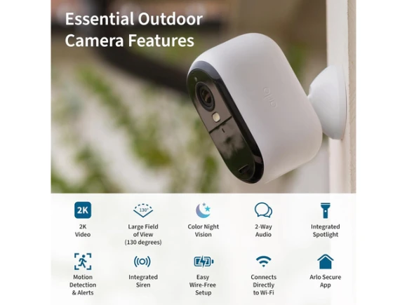 Indoor/Outdoor Security Camera, White, 2nd Gen — Security Camera, Explus-C