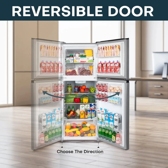 11.6 Cu.Ft. Double Door Refrigerator with Top Freezer, Upstreman