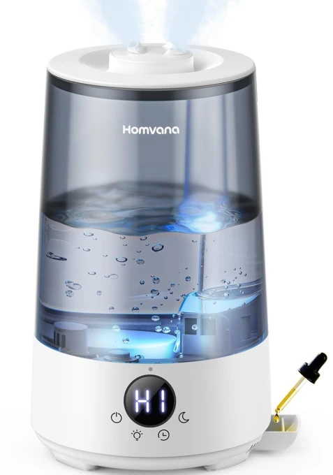3.6 L Cool Mist Humidifier with Oil Diffuser and 7 Color Light — Essential Oil Diffuser, Homvana