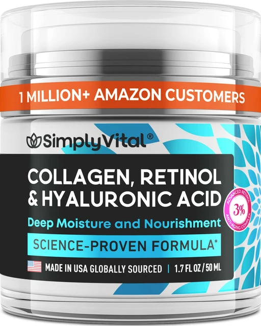 Anti-Aging Face Moisturizer with Collagen, Retinol & Hyaluronic Acid, SimplyVital