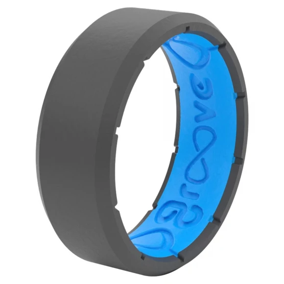 Silicone Wedding Ring for Men - Breathable Rubber Comfort Fit, Groove Life