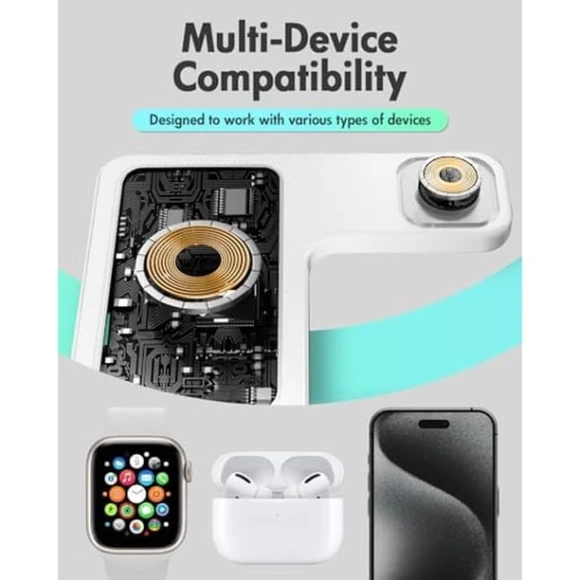 3 in 1 Wireless Charging Station for iPhone, Apple Watch, AirPods, GETPALS