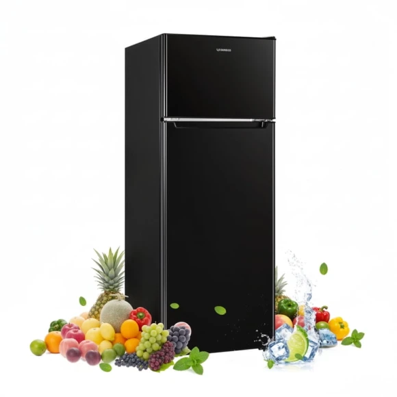 7.7 Cu.Ft. Double Door Refrigerator with Freezer, Adjustable Thermostat, Large Capacity, Upstreman