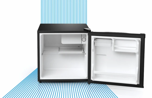 Compact Single Reversible Door Refrigerator, 1.6 Cubic Feet, Black, Midea