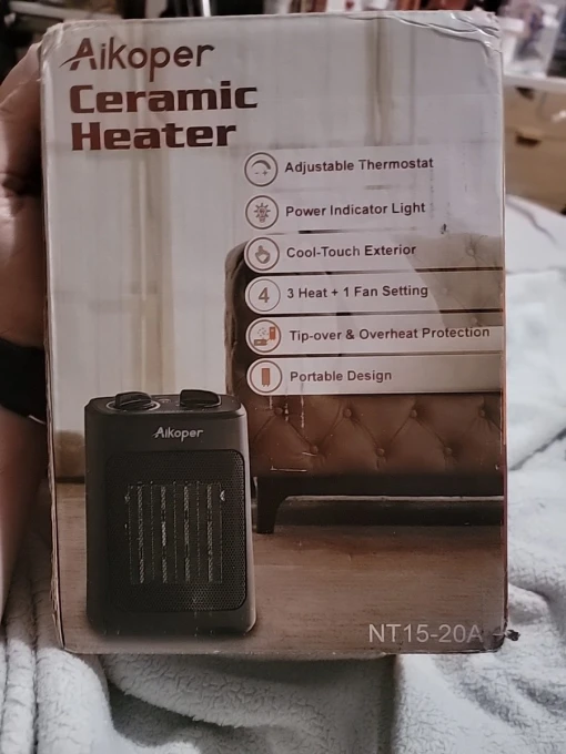 1500W Electric Space Heater with Thermostat, PTC Fast Heating Ceramic Room Heater, Aikoper