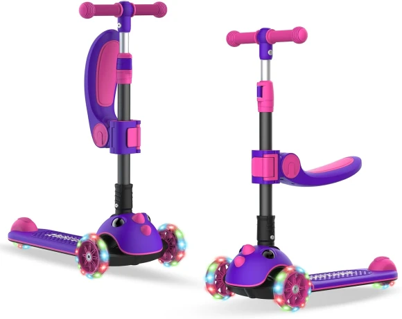 Folding Kick Scooter for Kids with Light-Up Wheels and Adjustable Handlebar, Gotrax