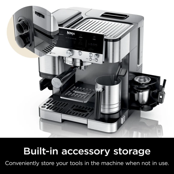 Luxe Café Premier Series Espresso Machine with Integrated Grinder and Frother — Coffee Maker, Ninja