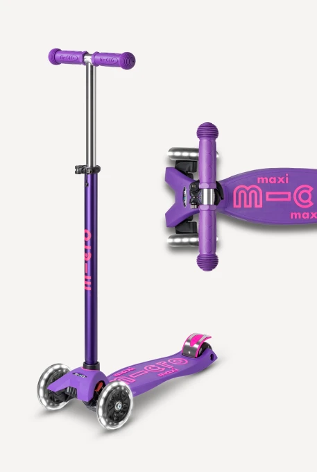 Maxi Deluxe LED Three-Wheeled Scooter with Light-Up Wheels for Kids, Micro