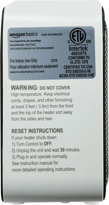 Ceramic Space Heater, Amazon Basics