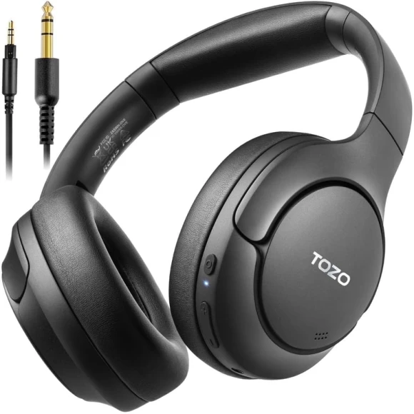 Hybrid Active Noise Cancelling Headphones, Wireless Over Ear Bluetooth Headset, 60H Playtime, Hi-Res Audio — Wireless Earbuds, TOZO