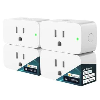 Matter Smart Plug, Works with Apple Home, Alexa, Google Home, SmartThings, 4 Pack — Smart Plug, Linkind