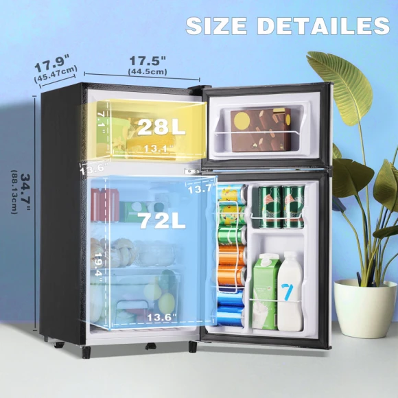 Mini Fridge with Freezer Compact Refrigerator, WANAI