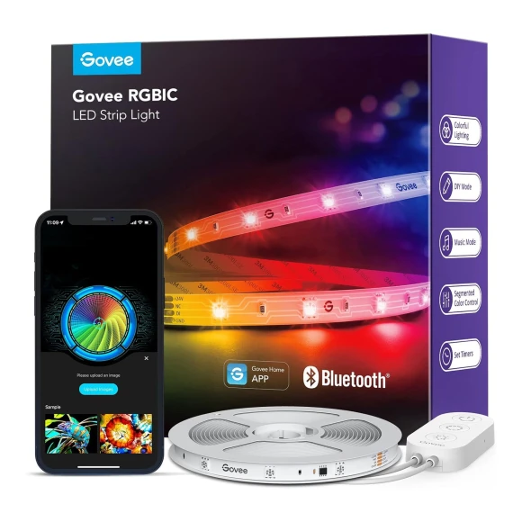 RGBIC LED Strip Lights, Smart LED Lights for Bedroom, Bluetooth App Control, Color Changing, Music Sync, 16.4ft — LED Strip Lights, Govee