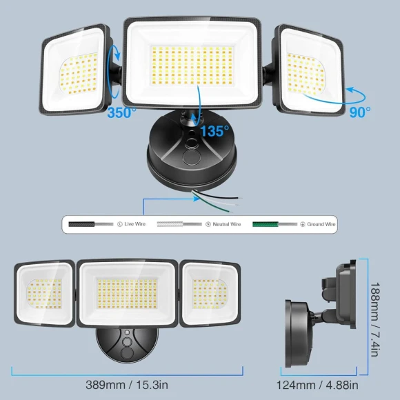 Smart LED Security Lights Motion Sensor Outdoor, Onforu