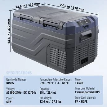12 Volt Car Refrigerator Fridge, VEVOR
