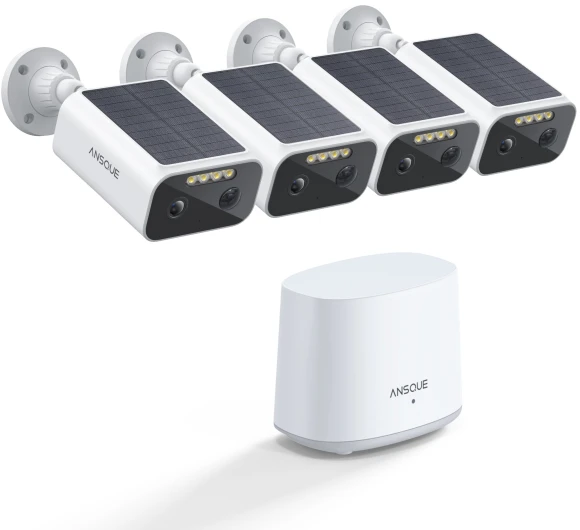 Solar Security Cameras Wireless Outdoor, 4-Cam-Kit — Security Camera, ANSQUE