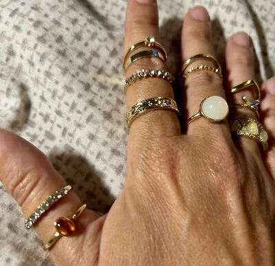 Gold Stackable Rings Set for Women, FAXHION