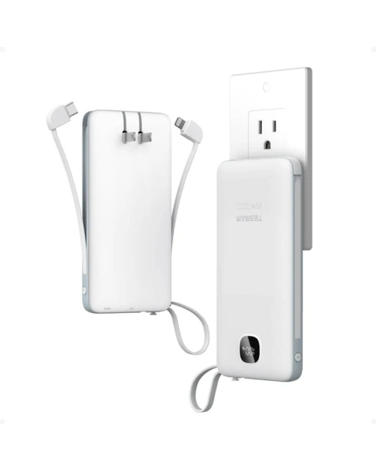 Portable Charger with Built in Cables — Power Bank, TESSAN