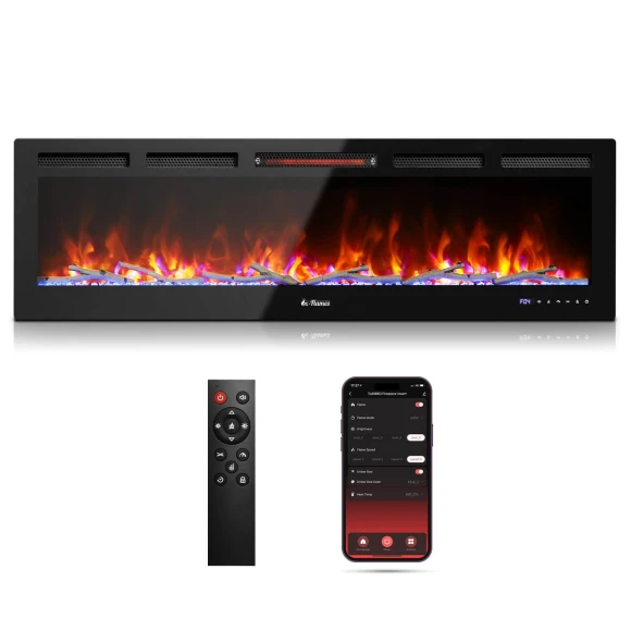 Smart WiFi Infrared Electric Fireplace, TURBRO