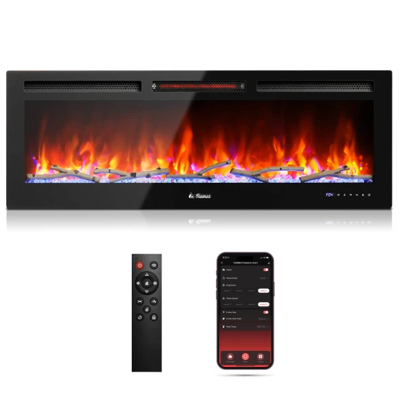 Smart WiFi Infrared Electric Fireplace, TURBRO