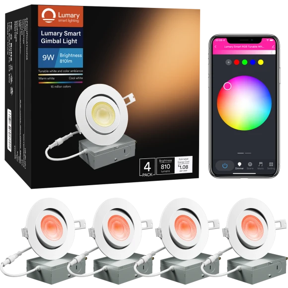Smart Recessed Lighting 4 Inch, Lumary