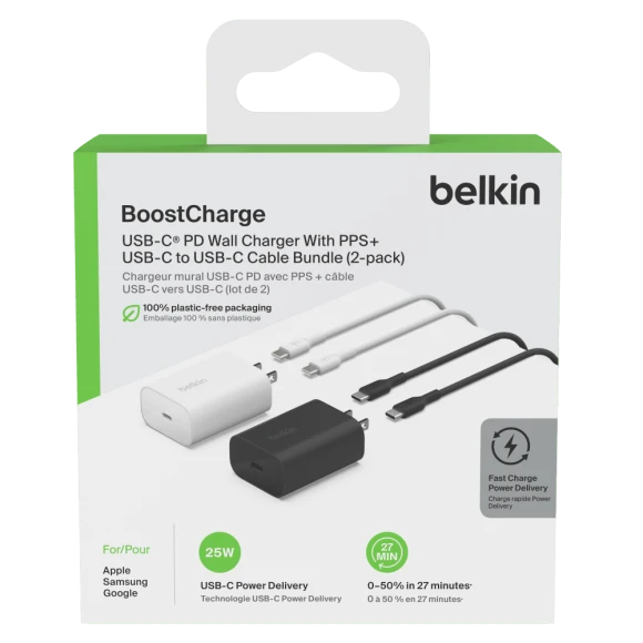 USB C Charger Block 25W (2 Pack), Belkin
