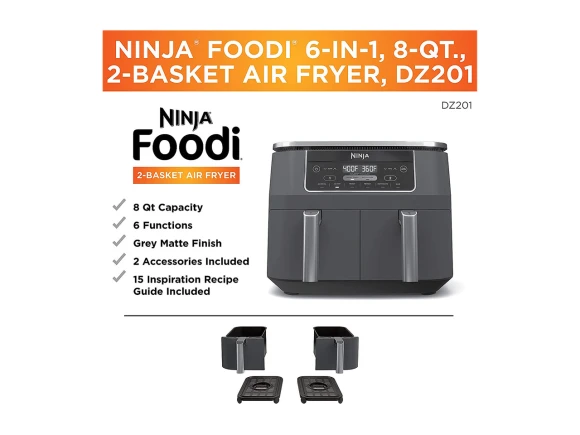 8 Quart 6-in-1 DualZone Air Fryer with 2 Independent Frying Baskets — Air Fryer, Ninja