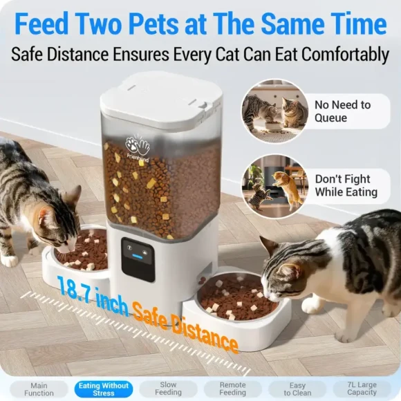 Automatic Pet Feeder with Dual Bowls and Slow Feed — Automatic Pet Feeder, Frienhund