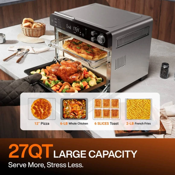 Countertop Air Fryer Toaster Oven Combo with Smart Wireless Meat Thermometer Probe — Air Fryer, Typhur