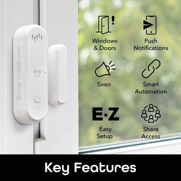 Smart Door and Window Sensor Alarm 2 Pack, Geeni