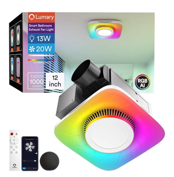 Smart WiFi Bathroom Exhaust Fan with Light — Smart Fan, Lumary
