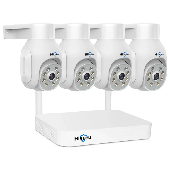 Solar Camera Security Outdoor, 4 Pack 100% Wireless 3K 4MP Surveillance Indoor WiFi Smart Cameras — Security Camera, Hiseeu