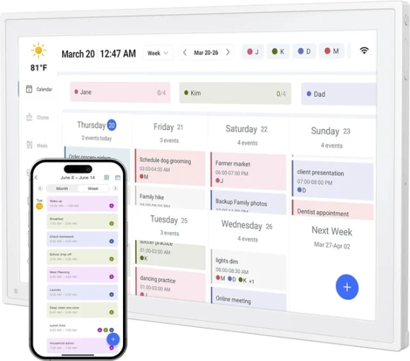 Wall Planner Smart WiFi Electronic Calendar & Chore Chart, YPI