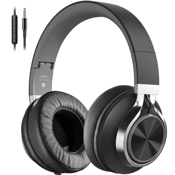 Wired Over-Ear Headphones with Microphone and Volume Control, COOSII