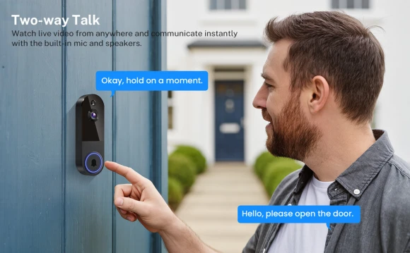 Wireless Video Doorbell Camera with Receiver — Video Doorbell, BlazSync