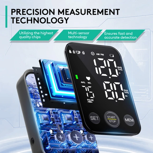 Blood Pressure Monitor Upper Arm Monitors for Home Use BP Machine Sphygmomanometer with 2x120 Reading Memory Adjustable... — Blood Pressure Monitor, Oklar