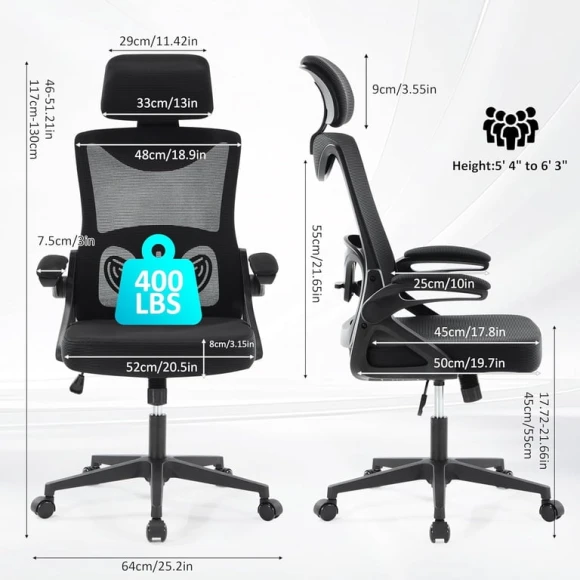 Ergonomic Office Chair with Adjustable Lumbar Support and Headrest — Smart Chairs, Fizzin