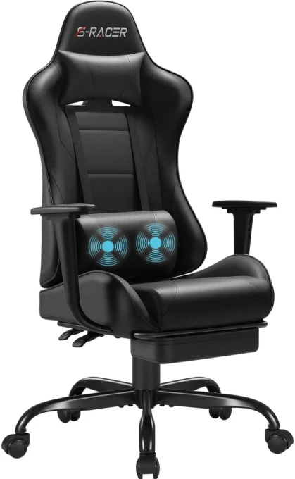Gaming Chair with Footrest and Massage Lumbar Support, Homall