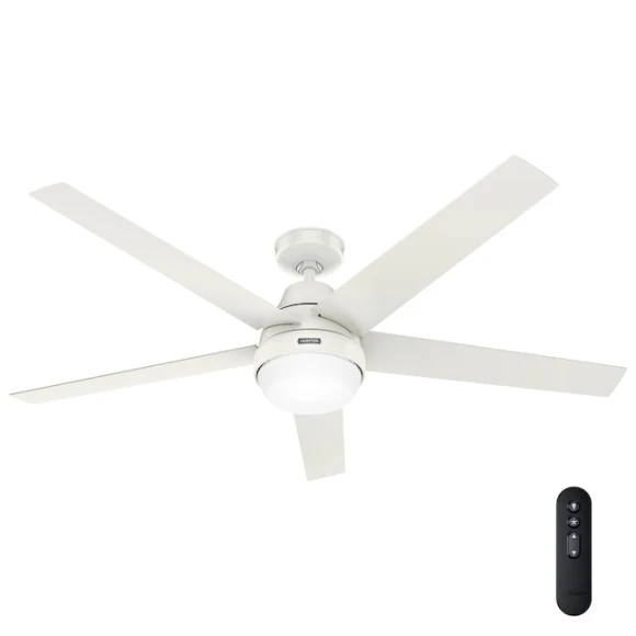 Indoor Ceiling Fan With Light, Remote, 60-inch, Fresh White, Casual-style, Hunter