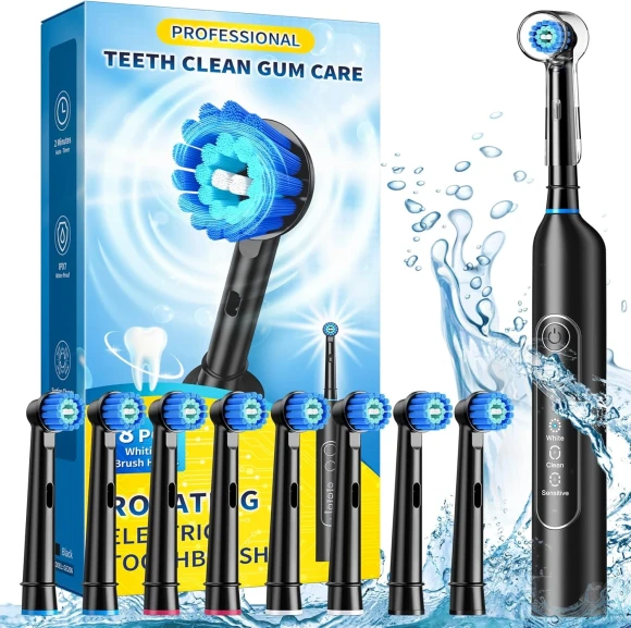 Rotating Electric Toothbrush for Adults with 8 Brush Heads — Electric Toothbrush, TEETHEORY