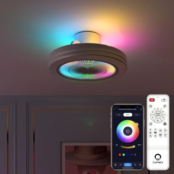 Smart WiFi & Bluetooth Ceiling Fan with RGBAI Light, Lumary