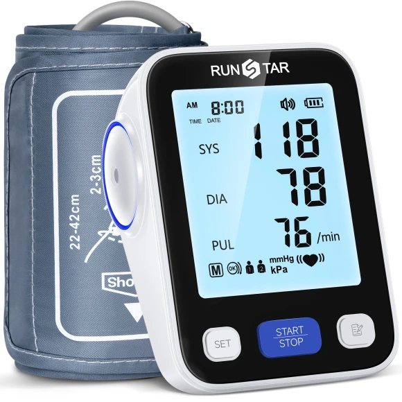 Upper Arm Blood Pressure Monitor with Wide Range Cuff — Blood Pressure Monitor, runstar