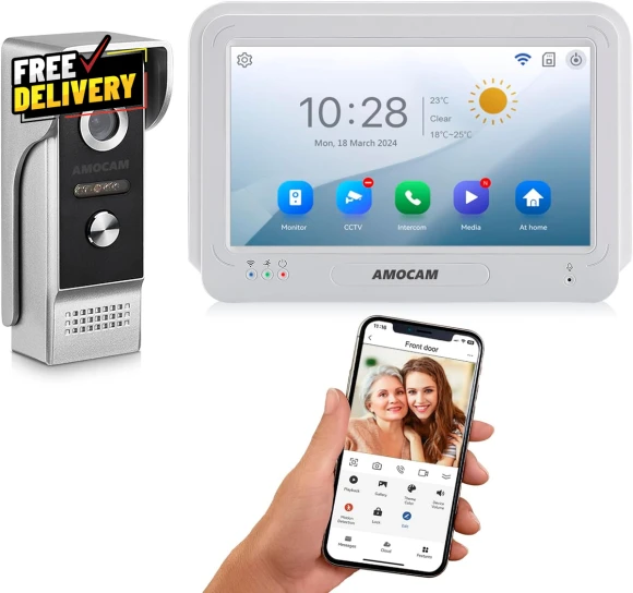 Video Doorbell Intercom System with Monitor — Video Doorbell, AMOCAM