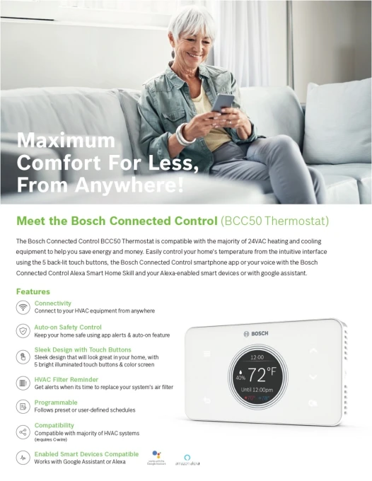 Wi-Fi Thermostat with Touch Screen and Safety Control — Smart Thermostat, BOSCH