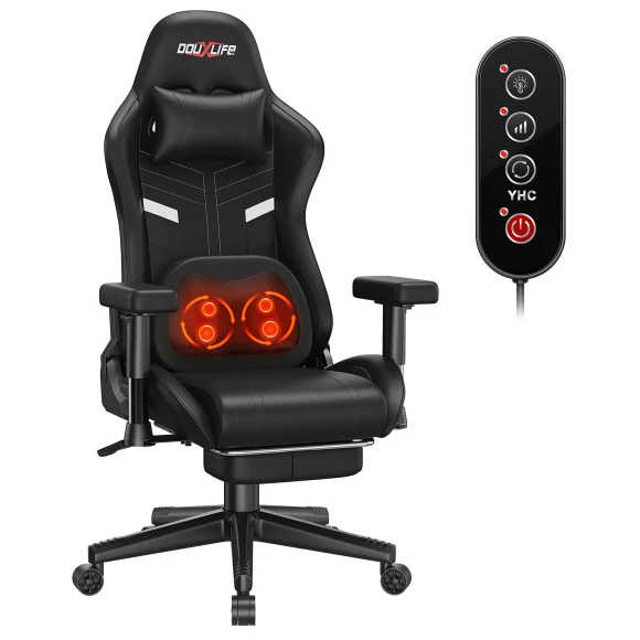 7-Point Massage Gaming Chair with Footrest — Smart Chairs, Douxlife