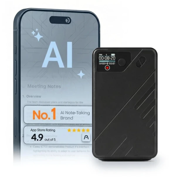 AI Voice Recorder with Real-Time Transcription and AI Summaries — Translator Device, KS SHOP