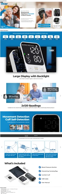 Automatic Upper Arm Blood Pressure Monitor with Bluetooth App Sync — Blood Pressure Monitor, Oklar