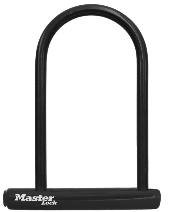 Black Bike Lock with Key, Standard Size U-Lock, Master Lock