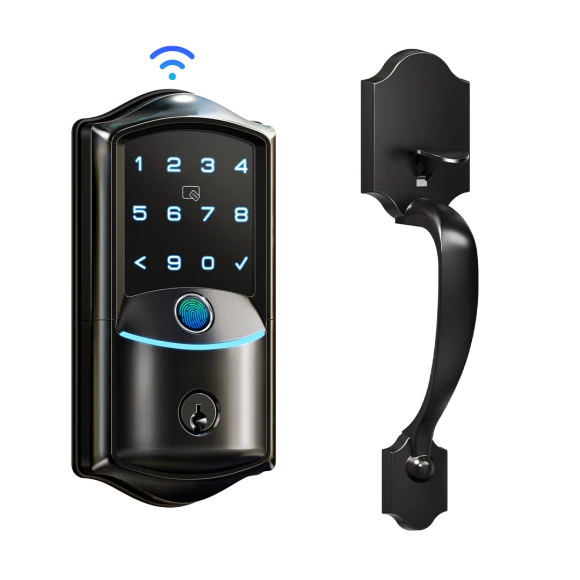 Built-in Wi-Fi Fingerprint Smart Deadbolt Lock with Handleset — Smart Lock, Veise